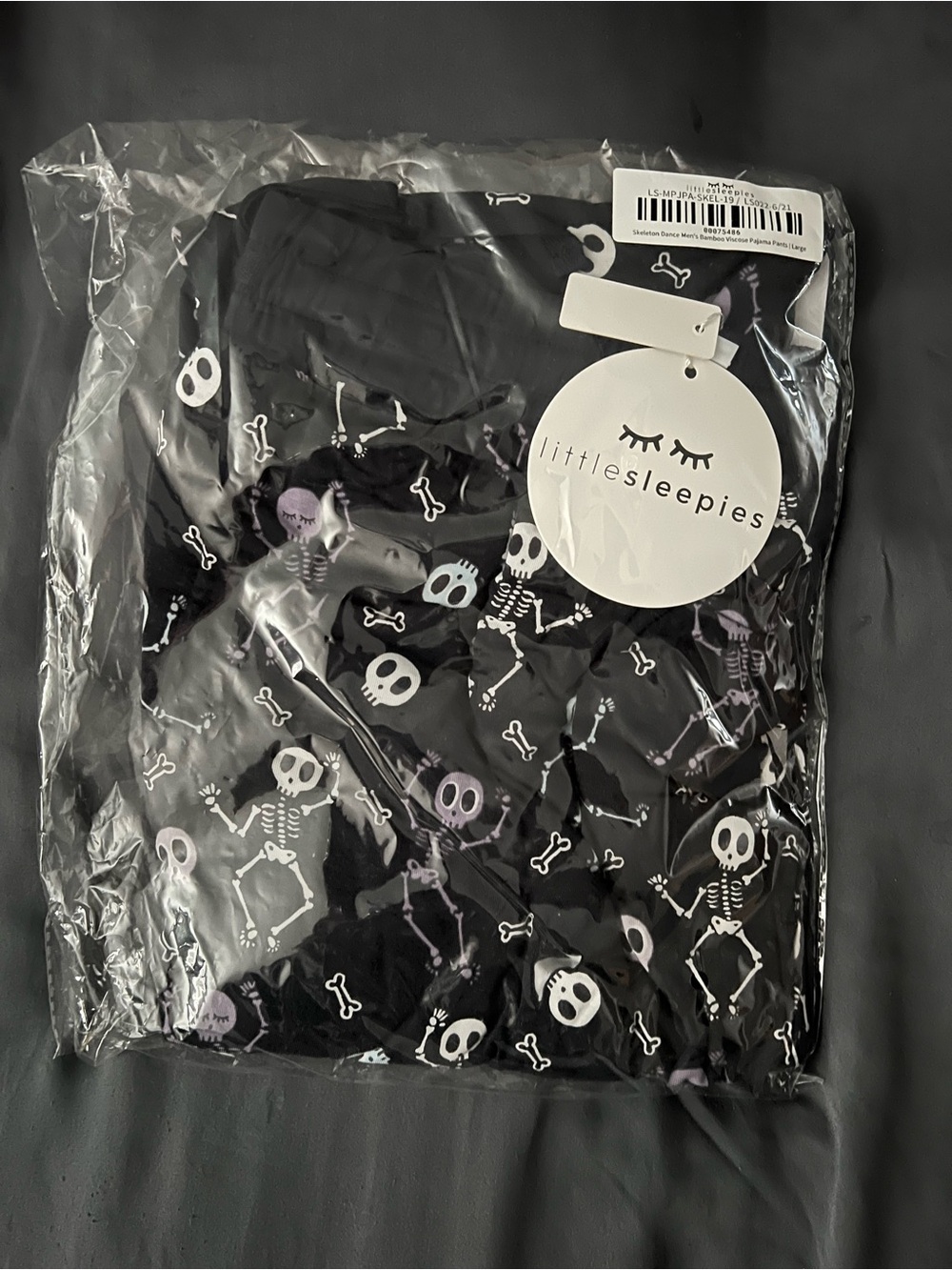 Little Sleepies Black Skeleton Print Men’s Pants